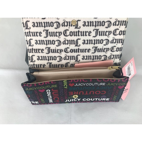 Juicy Couture Women's Wallet Clutch Black Logo Pattern New - Picture 3 of 8